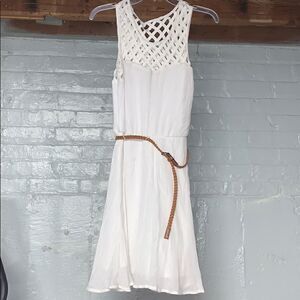 Lily Rose White Caged Top Dress with Belt